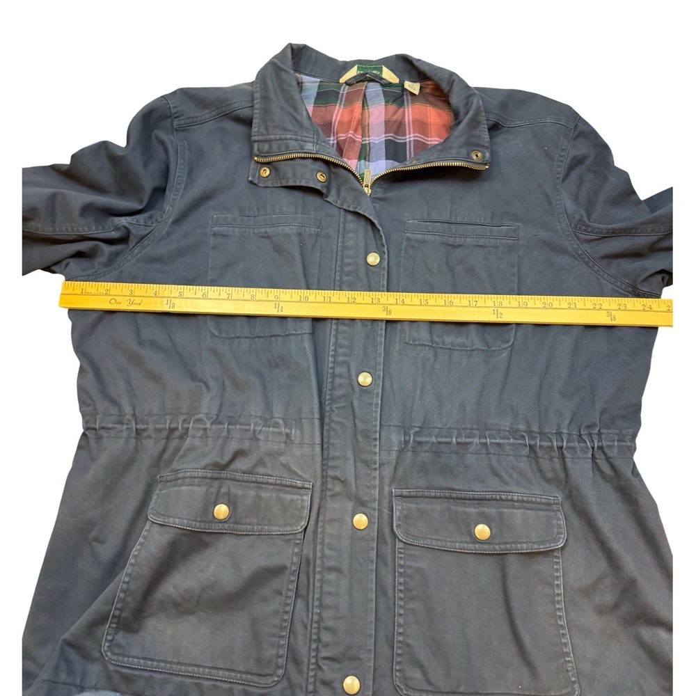 VTG LL Bean Navy Blue Plaid Lined Utility Field Jacket XL  Womens Chore Coat - Picture 4 of 8